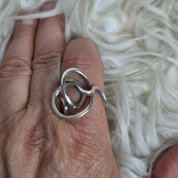 Vintage Handmade Abstract Form Sterling Silver Knot Ring9-9.5 - Picture 1 of 10